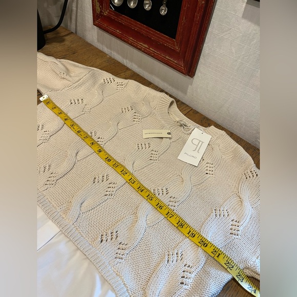 🤍PILCRO Anthropologie Sweater M Cream White Layered Look - Picture 9 of 10